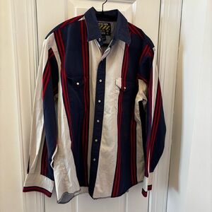 Vintage Inspired Big Rock Canyon Striped Shirt Western Americana Style